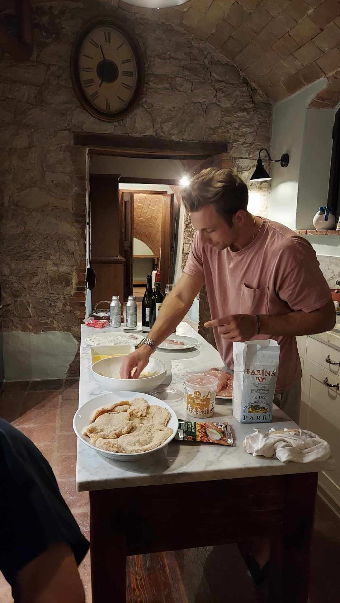 Johnathan cooking in Italy